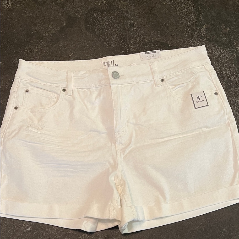Time and Tru Women's Classic White Denim Shorts